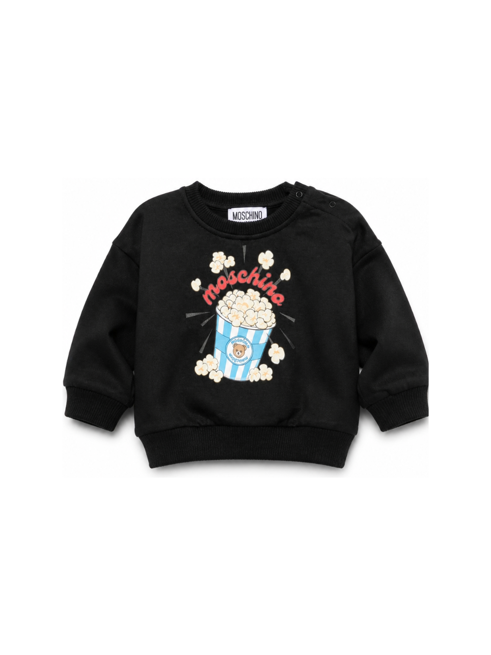 Felpa per neonati Moschino Kids nera con stampa grafica MUF06QLCA40 60100 MOSCHINO KIDS 