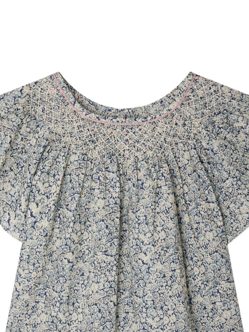 Blusa per bambina Bonpoint blu con stampa a fiori S06GBLW00014 519A BONPOINT KIDS 