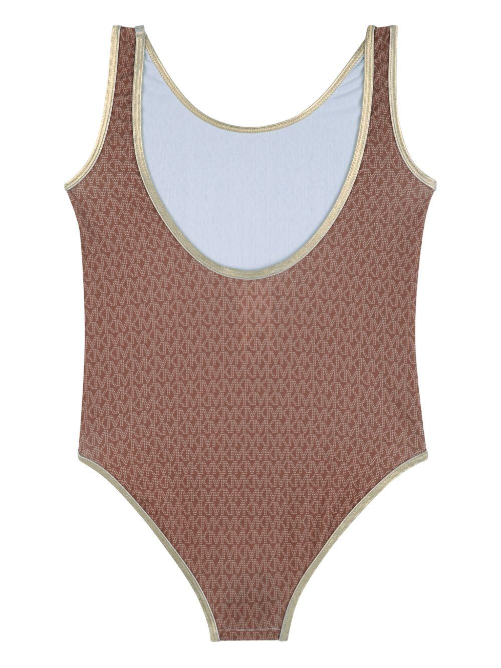 Costume da bagno per bambina Michael Kors Kids marrone con logo all-over R30560 348 MICHAEL KORS KIDS 