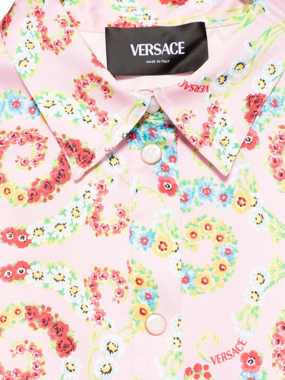 Giubbino per bambina Versace Kids rosa barocco flowers con orlo e polsini a coste 10181761A13000 2PR00 VERSACE KIDS 