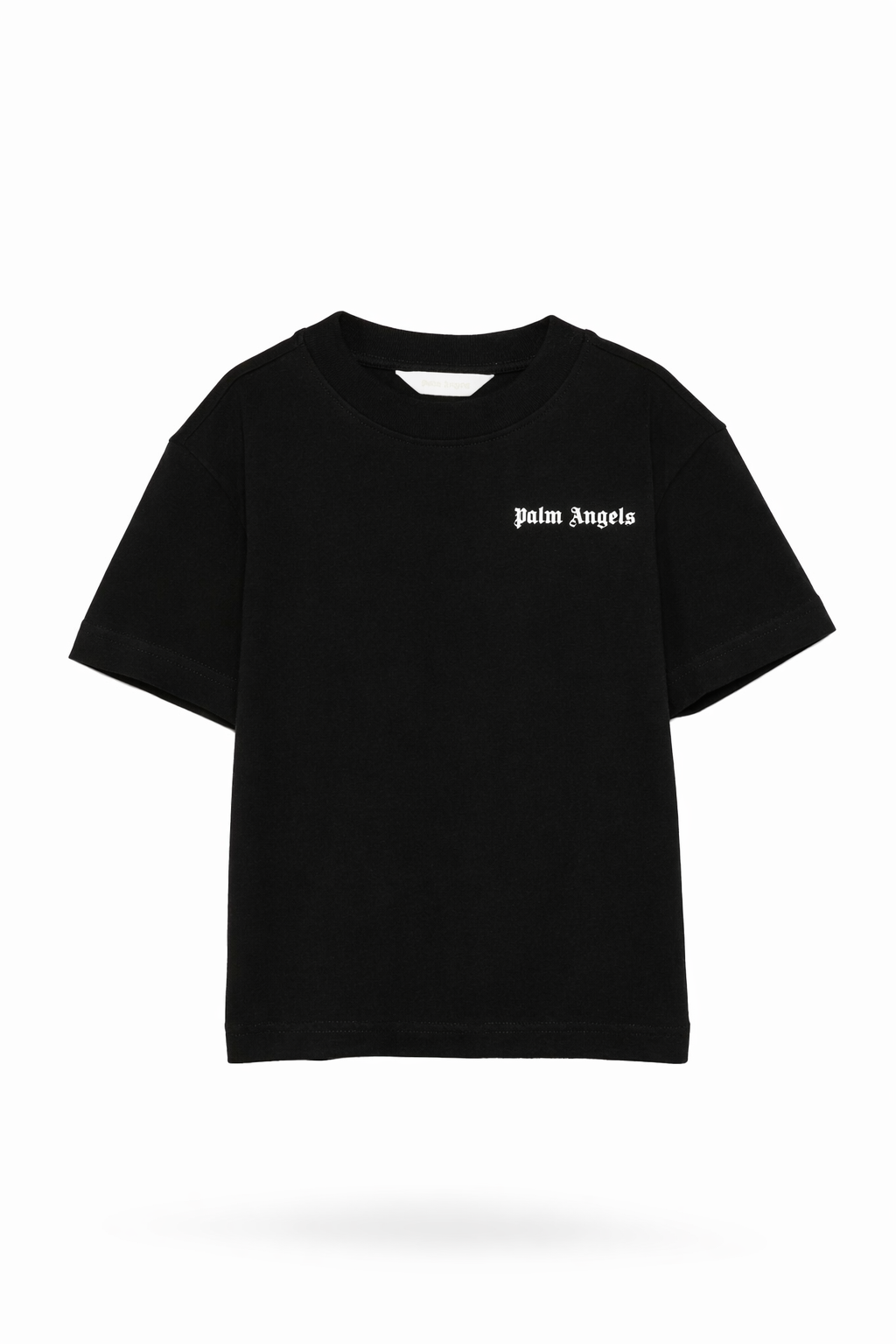 T-shirt per bambina Palm Angels Kids nera con logo sul davanti PGAA002S26JER003 110 PALM ANGELS KIDS 