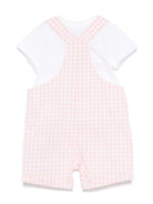 Salopette a quadretti per neonata Moschino Kids rosa con tasca frontale a marsupio MUG01DLME05 85010 MOSCHINO KIDS 