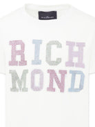T-shirt per bambina John Richmond Junior bianco con logo e orlo dritto RGP25205TS WHITE JOHN RICHMOND KIDS 