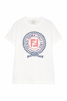 T-shirt per bambino Fendi Kids bianca con stampa grafica sul davanti JMI512 7AJ F0TU9 FENDI KIDS 