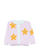 Cardigan per neonata Stella McCartney Kids viola con ricamo stelle marine TY9110 Z3622 539 STELLA McCARTNEY KIDS 