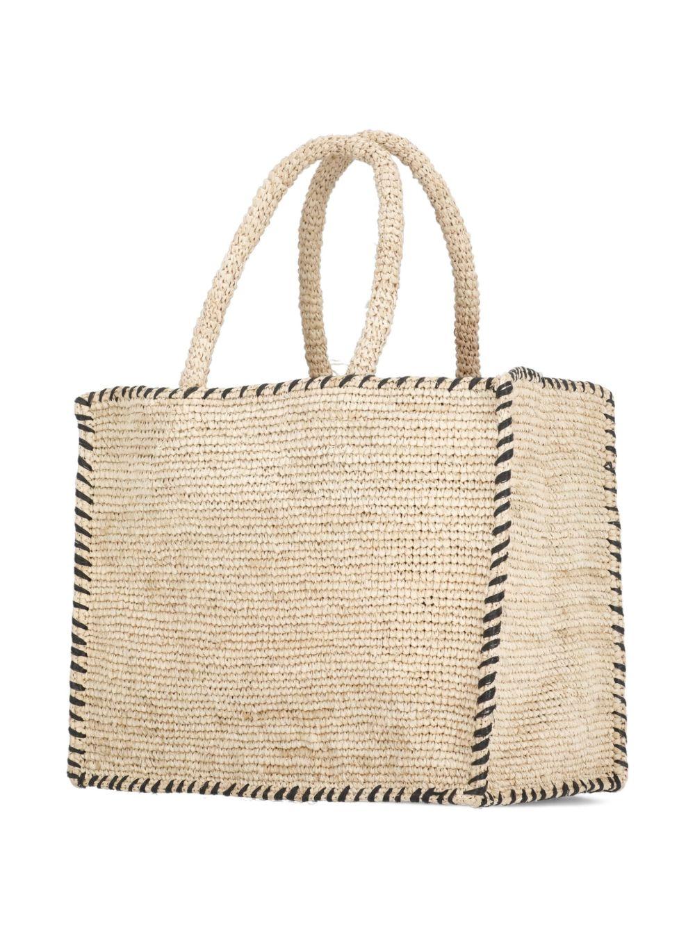 Borsa tote Vanity MC2 Saint Barth beige con logo ricamato sul davanti VANI013 09045L MC2 ST. BARTH KIDS 