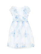 Abito per bambina Monnalisa azzurro con stampa farfalla con dettagli con ruches 71E911 5621 0158 MONNALISA 