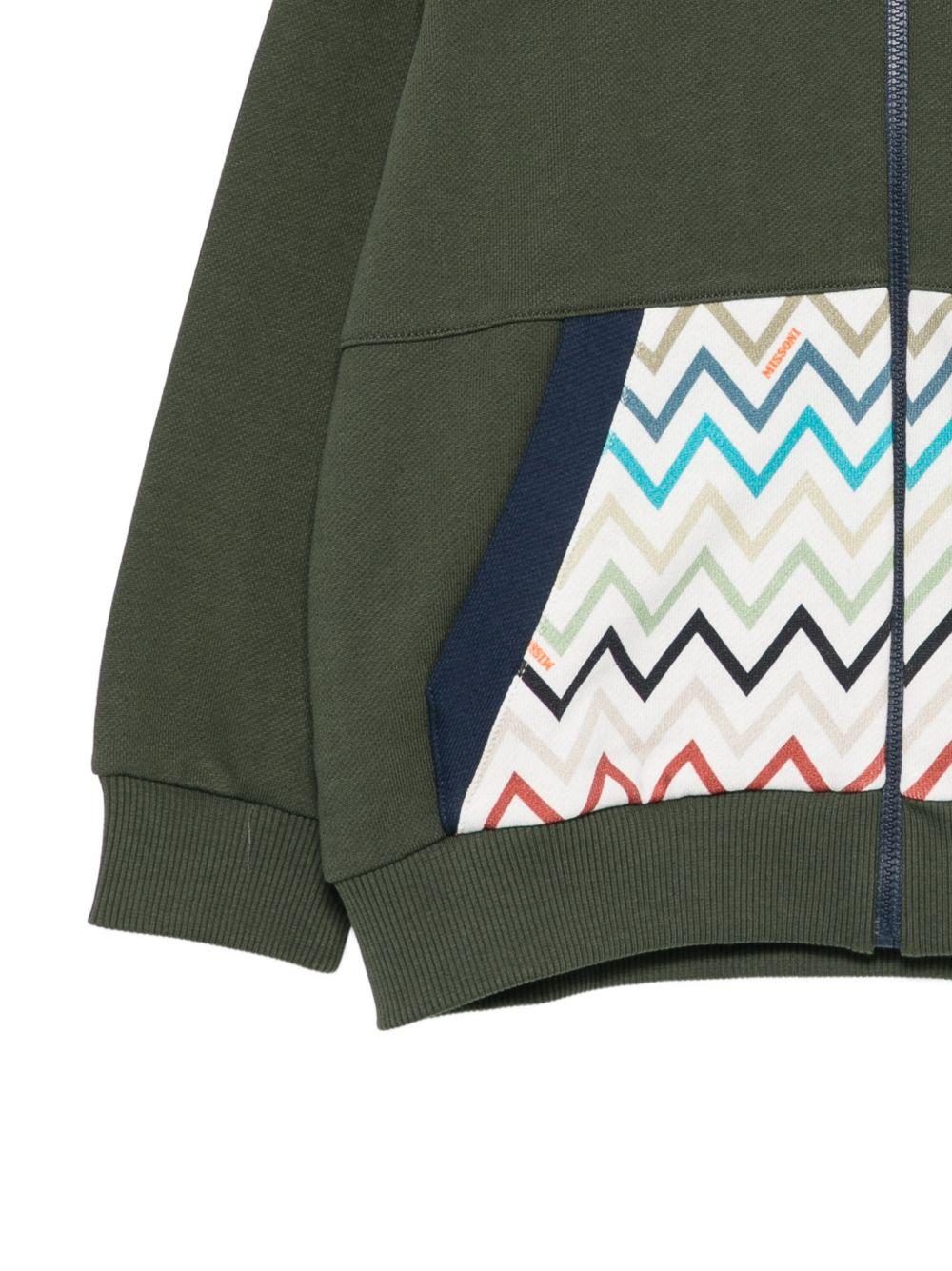 Felpa per bambino Missoni Kids verde con dettagli con motivo a zigzag MZ4H10 Z3183 70J MISSONI KIDS 