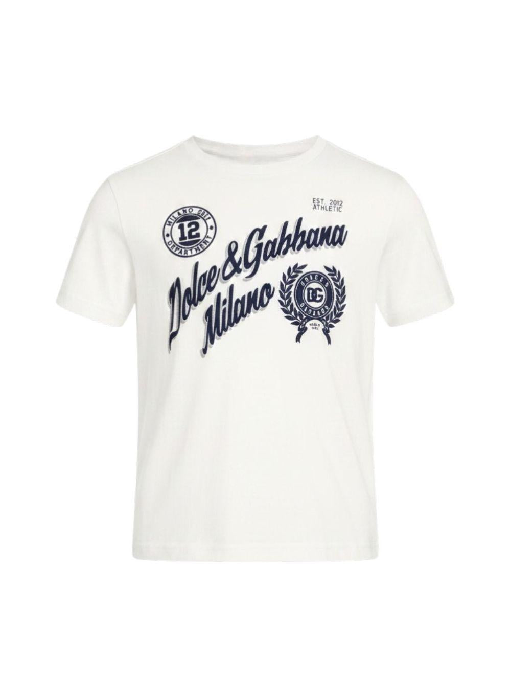 T-shirt per bambino Dolce & Gabbana Kids bianca con stampa grafica L4JTHV G7PGQ W0111 DOLCE & GABBANA KIDS 