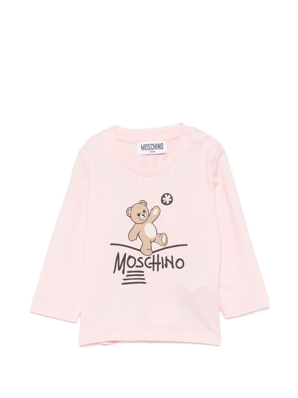 T-shirt per neonata Moschino Kids rosa con motivo Teddy Bear MOO014LAA20 50209 MOSCHINO KIDS 