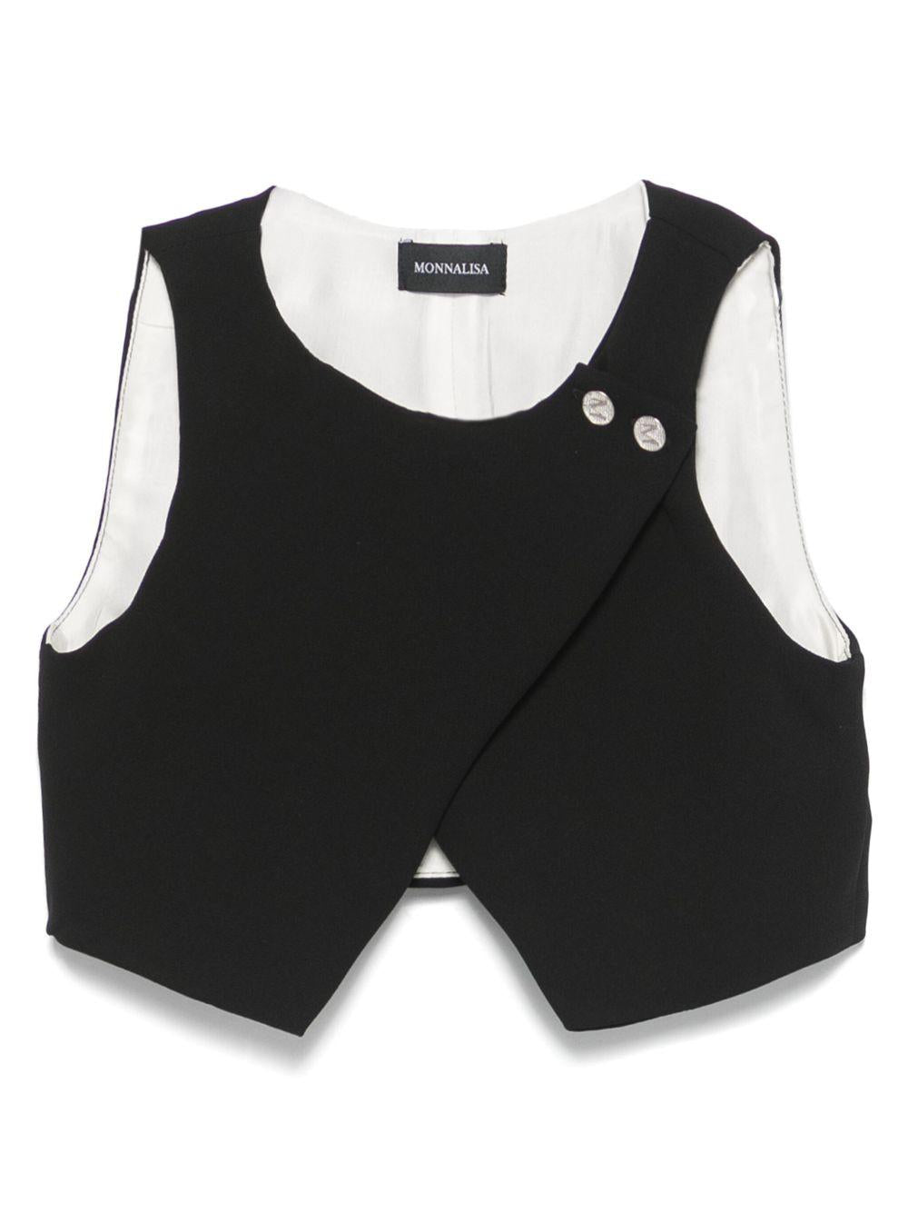Top per bambina Monnalisa nero con orlo asimmetrico 41E300 5303 0050 MONNALISA 