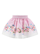 Gonna per neonata Monnalisa rosa a quadretti con stampa a fiori 31G700 7654 9084 MONNALISA KIDS 
