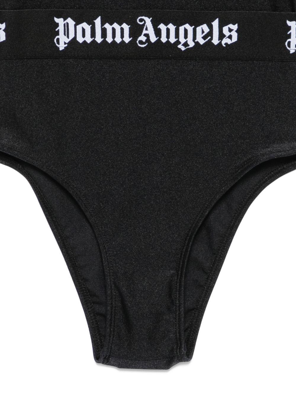 Costume da bagno per bambino Palm Angels Kids nero con stampa logo PGFC002S26JER001 110 PALM ANGELS KIDS 