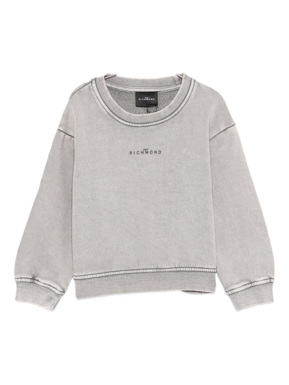 Felpa per bambino John Richmond Junior grigia con stampa logo RBA25122FE GREY STEEL JOHN RICHMOND JUNIOR 