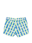 Shorts per neonato Moschino Kids verde con motivo a righe MUQ01SLLB59 83676 MOSCHINO KIDS 
