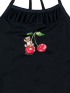 Costume intero per neonata Moschino Kids nero con stampa Teddy Bear sul davanti MBL00GLKA11 60100 MOSCHINO KIDS 