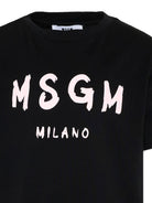 T-shirt per bambino MSGM Kids nera con stampa logo S6MSJUTH001 110 MSGM KIDS 