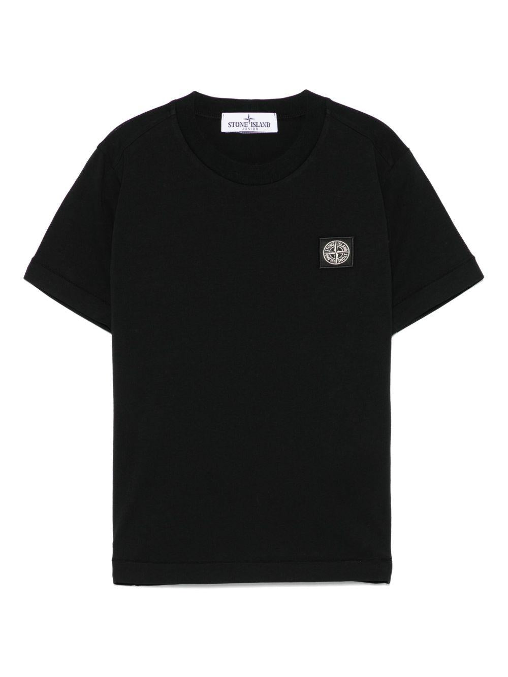 T-shirt per bambino Stone Island Kids nera con dettaglio logo L2S162100003S0047 V0029 STONE ISLAND KIDS 