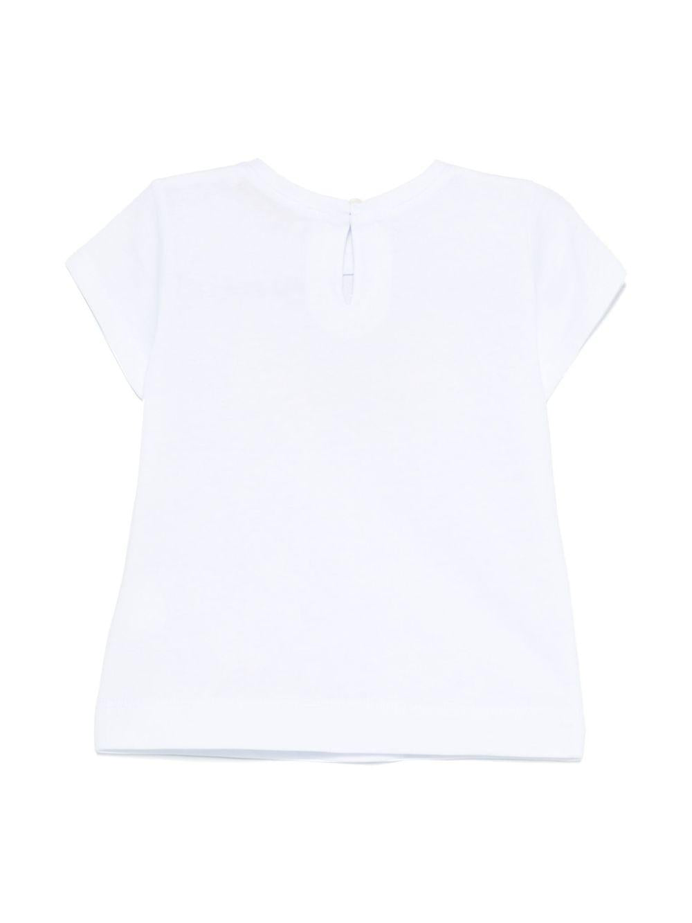 T-shirt per neonata Monnalisa bianco con stampa fiocco sul davanti 39E618 5011 0099 MONNALISA KIDS 