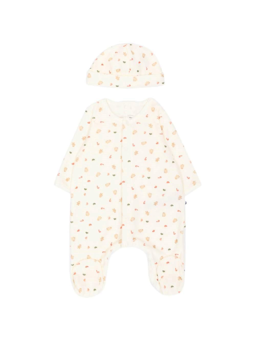 Set tutina e cappellino per neonati Petit Bateau Kids bianco con stampa grafica all-over A0GDR 00 PETIT BATEAU KIDS 