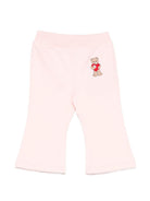 Pantaloni per neonata Moschino Kids rosa con motivo Teddy Bear MDP03NLDA63 50209 MOSCHINO KIDS 