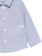 Camicia per neonato Emporio Armani Kids blu con logo aquila sul davanti EB001165 AF20973 F9013 EMPORIO ARMANI KIDS 