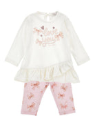 Set t-shirt e pantaloni per neonata Monnalisa bianco con stampa 31F500 6650 9001 MONNALISA 