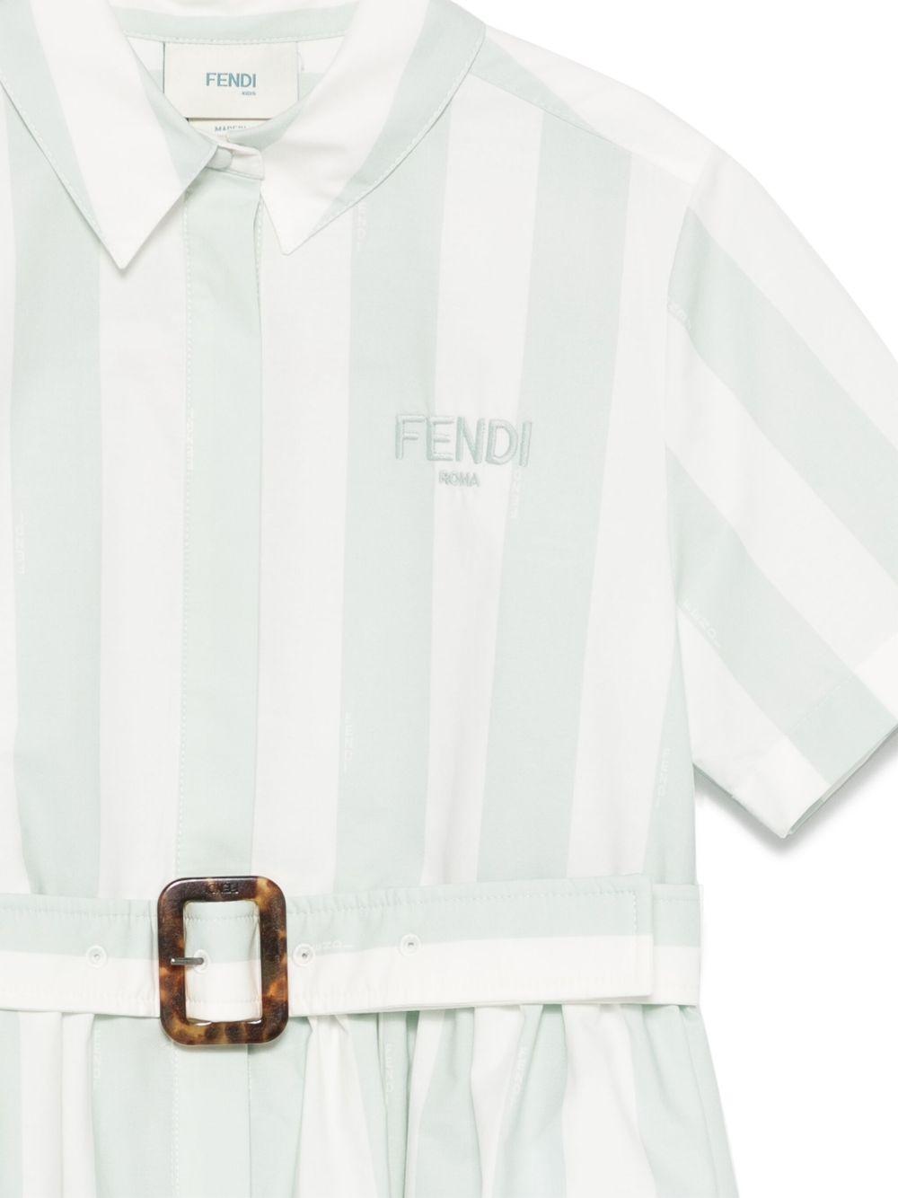 Abito per bambina Fendi Kids bianco e verde con logo JFB764 ATS5 F1SA1 FENDI KIDS 