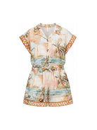 Tuta intera per bambina Zimmermann Kids beige con stampa grafica all-over 1239YS S263 ZIMMERMANN KIDS 