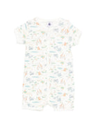 Tutina per neonato Petit Bateau bianca con stampa grafica animalier all-over A0FER 01 PETIT BATEAU KIDS 