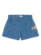 Bermuda con logo per neonata Moschino Kids indaco con vita elasticizzata MUQ019L0E13 40933 MOSCHINO KIDS 