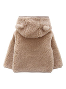 Giubbino per neonati Moncler Enfant beige con toppa con logo K29518G0000189A3X 239 MONCLER ENFANT 