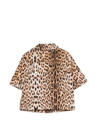 Camicia per bambino Roberto Cavalli Kids marrone con stampa animalier CBP26081CA MACULA N.H. ROBERTO CAVALLI KIDS 
