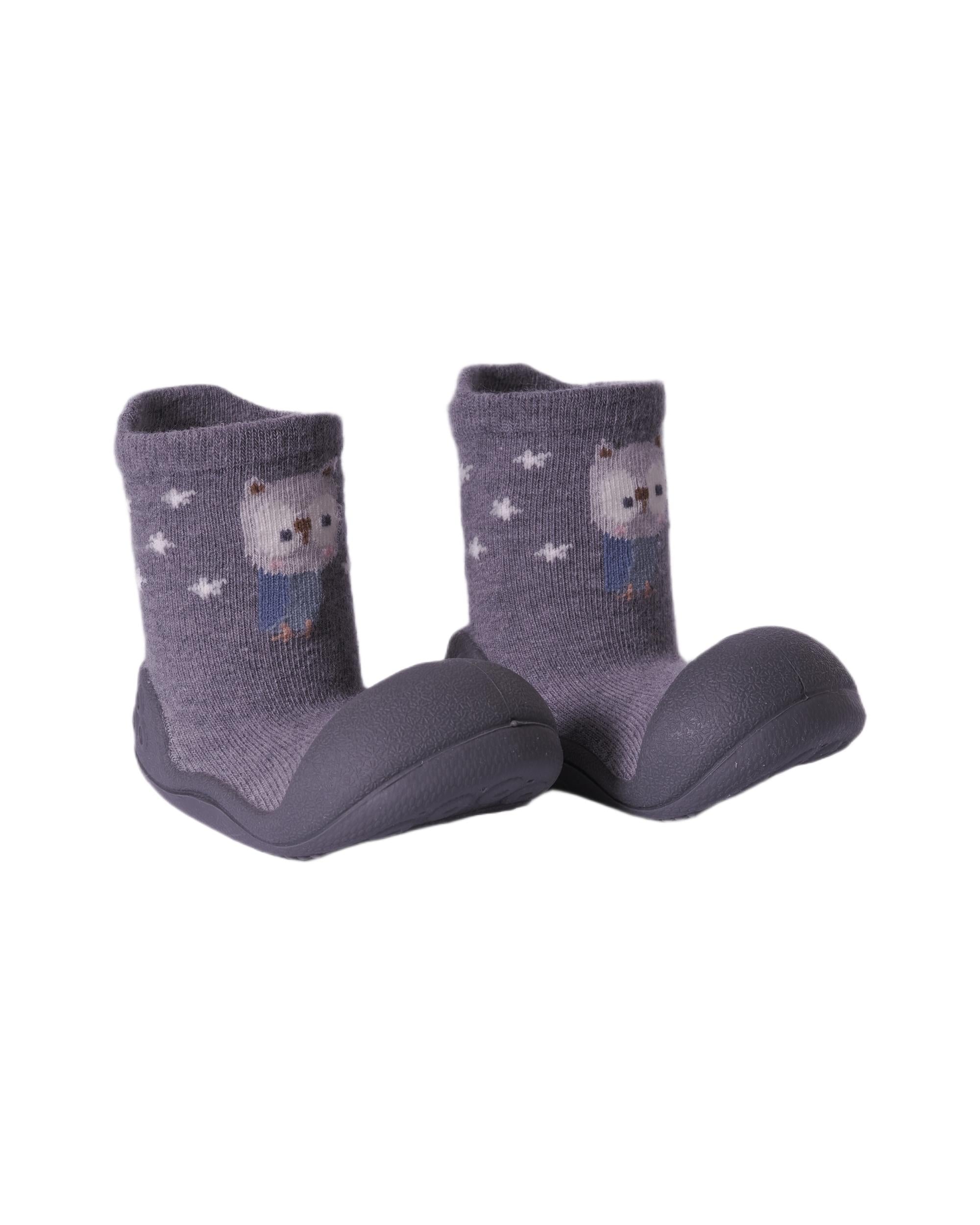 Scarpine primi passi per neonati Attipas grigi con motivo gufi AW01 GREY ATTIPAS 