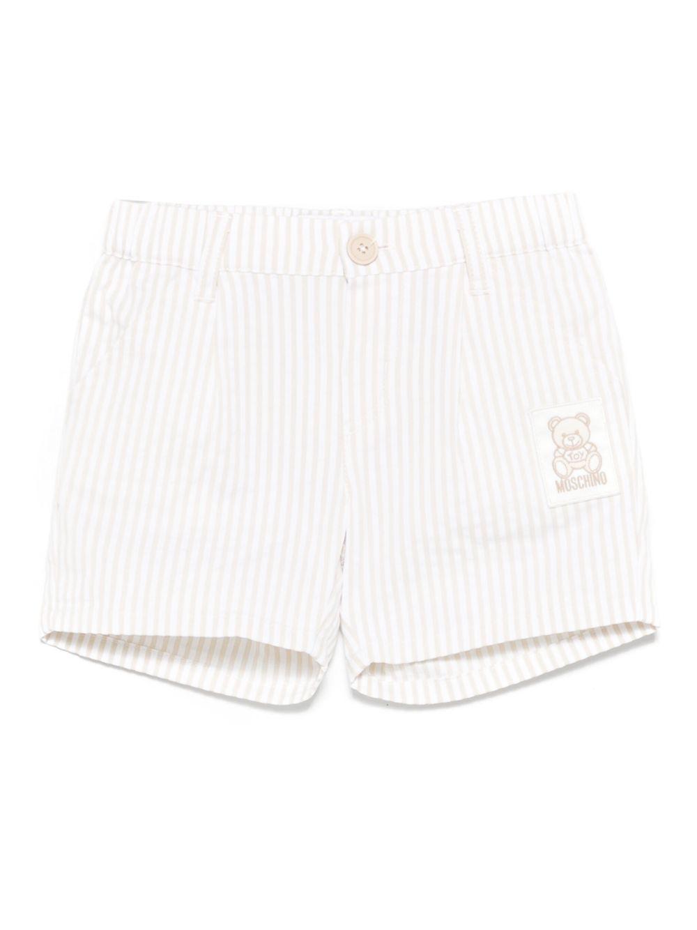 Shorts a righe per neonata Moschino Kids beige con passanti MUQ01DLYE01 84313 MOSCHINO KIDS 