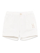 Shorts a righe per neonata Moschino Kids beige con passanti MUQ01DLYE01 84313 MOSCHINO KIDS 