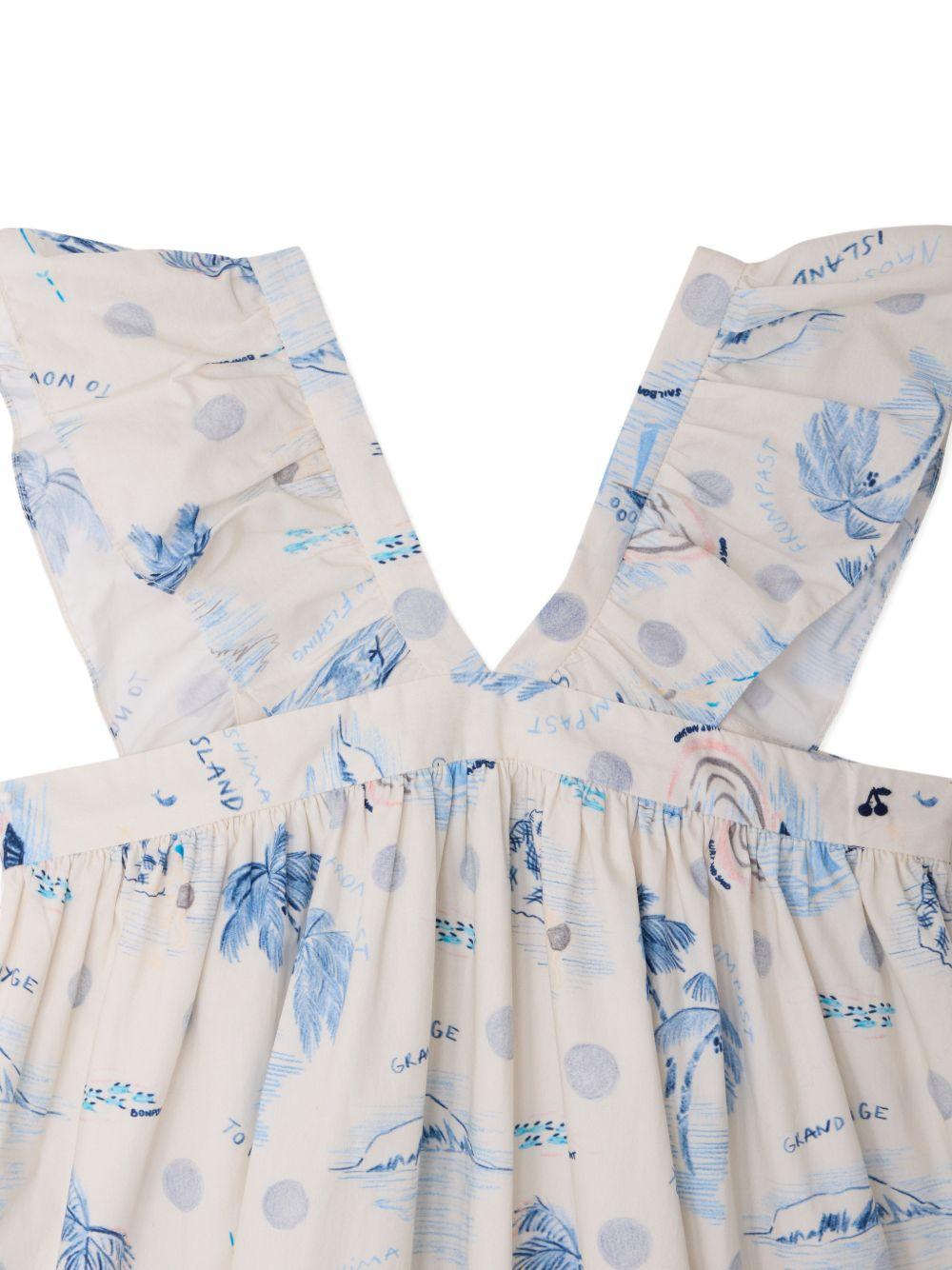 Abito Eleana per bambina Bonpoint bianco con stampa Island all-over S06GDRW00043 615 BONPOINT KIDS 