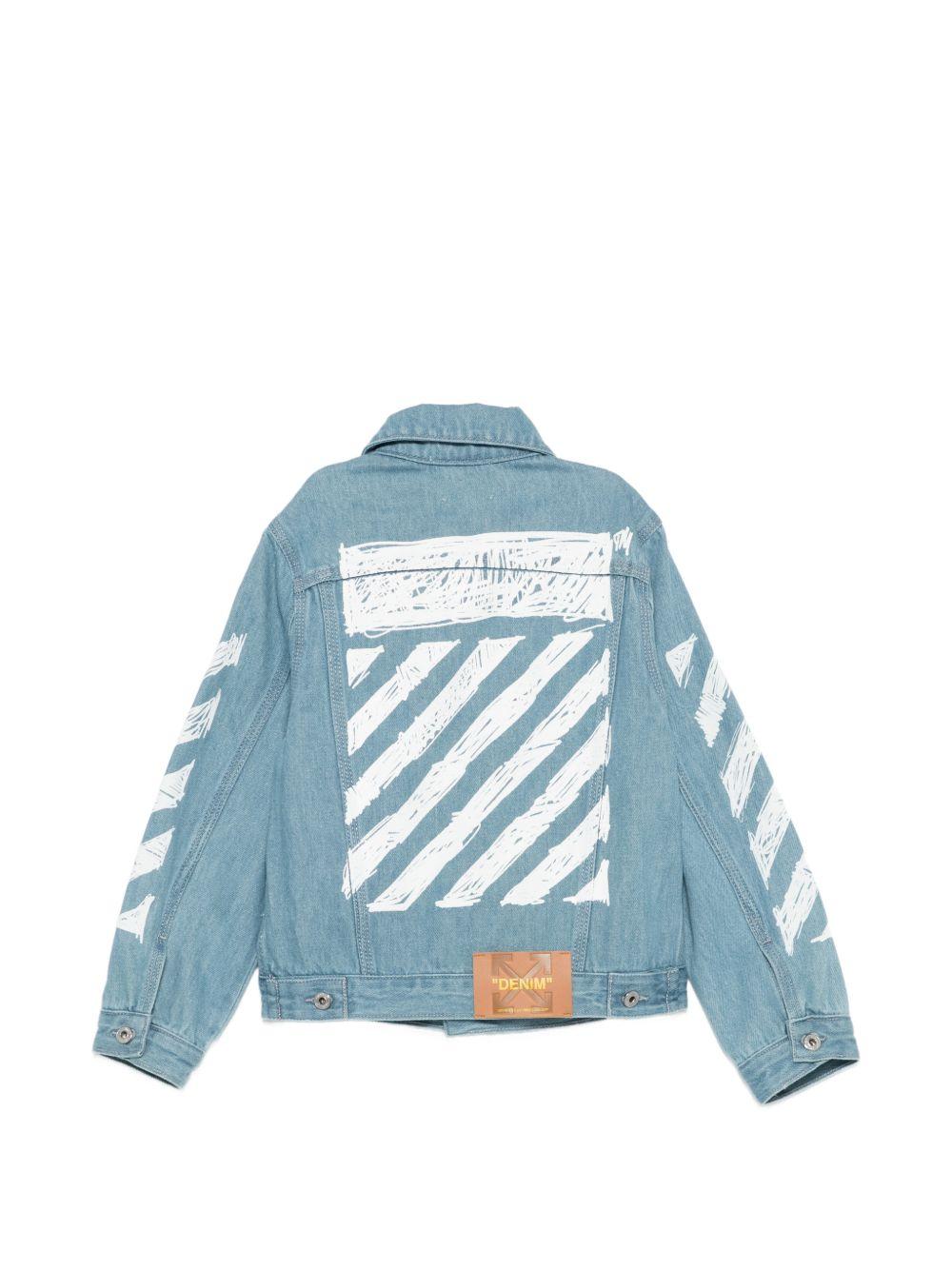 Giacca di jeans per bambino Off-White Kids denim con stampa strisce sulle maniche 44BYE001S26D001 423 OFF WHITE KIDS 