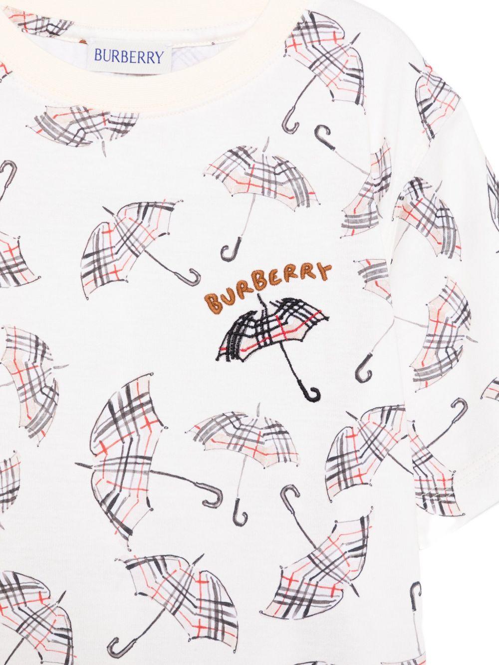T-shirt per bambino Burberry Kids bianca con stampa ombrello 8112392 B8769 BURBERRY KIDS 
