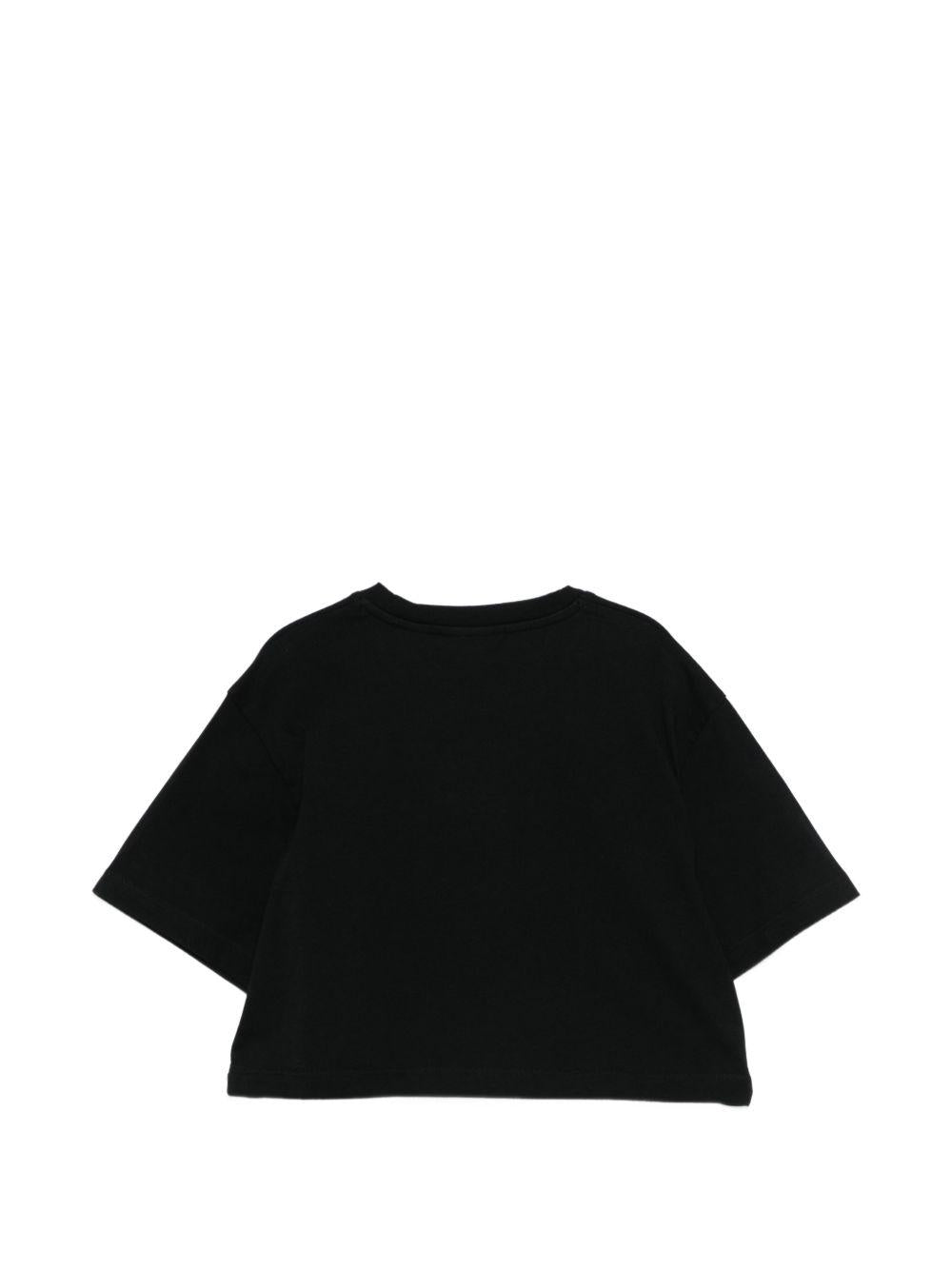 T-shirt per bambina Off-White Kids nera con logo sul davanti 44GAA019S26J002 001 OFF WHITE KIDS 