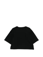 T-shirt per bambina Off-White Kids nera con logo sul davanti 44GAA019S26J002 001 OFF WHITE KIDS 