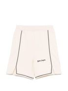 Shorts per bambino Palm Angels Kids beige con stampa logo PBCI007S26FLE001 092 PALM ANGELS KIDS 