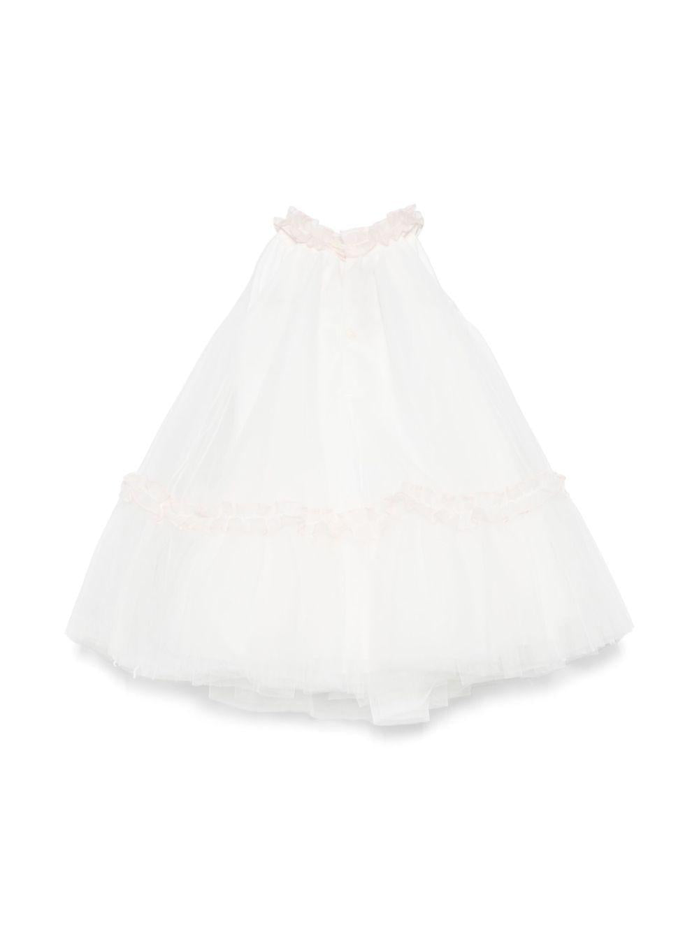 Abito per neonata La Stupenderia Giulietta bianco con inserto in tulle CBAB66 U26 LA STUPENDERIA 