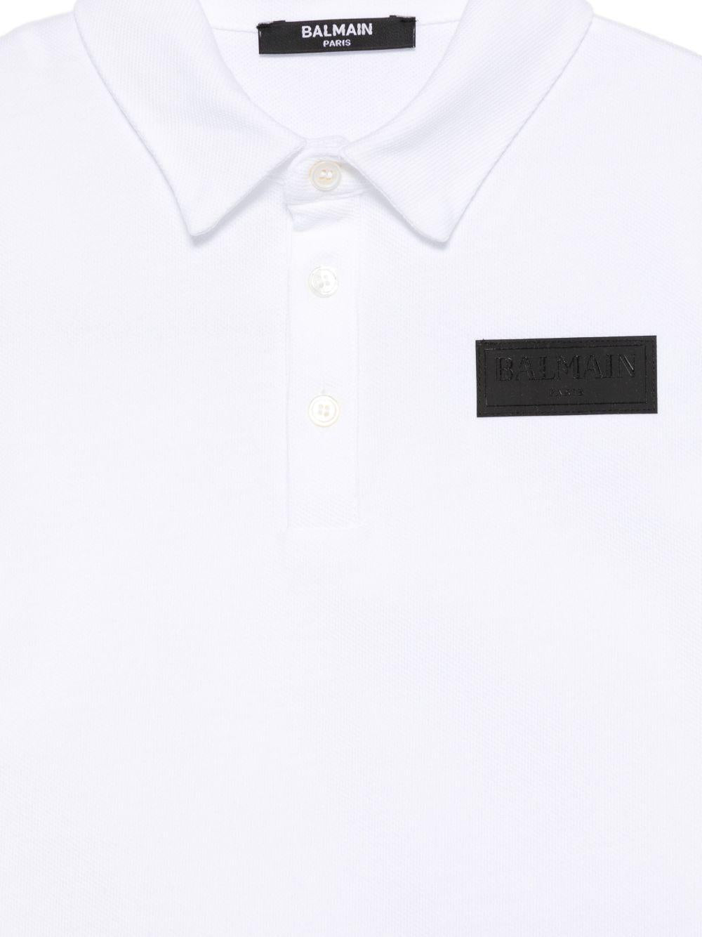 Polo per bambino Balmain Kids bianca con dettaglio sul petto BY8Q01 Z3658 100NE BALMAIN KIDS 