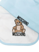 Set berretto e bavaglino per neonato Moschino Kids azzurro con motivo Teddy Bear MUY08LLCA40 40304 MOSCHINO KIDS 