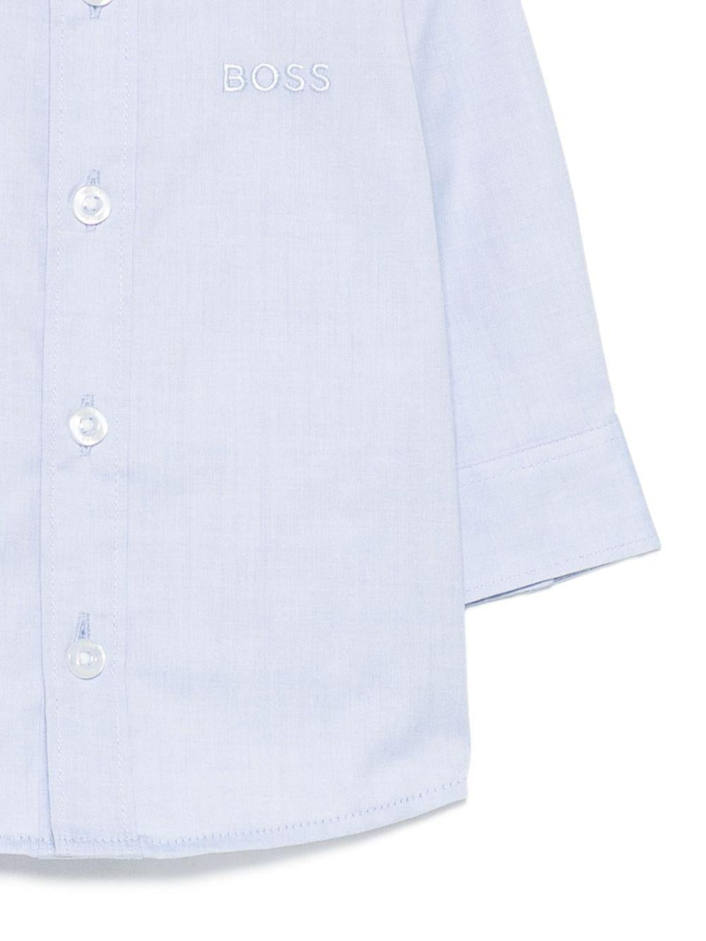Camicia per neonato Boss Kids azzurro con logo ricamato J52681 77D BOSS KIDS 