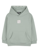 Felpa per bambino DKNY Kids verde con dettaglio logo sul davanti D62559 623 DKNY KIDS 