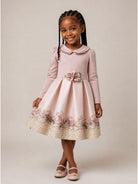 Abito per bambina Monnalisa Kids rosa con applicazione fiori sul davanti 31H909 8651 0080 MONNALISA KIDS 