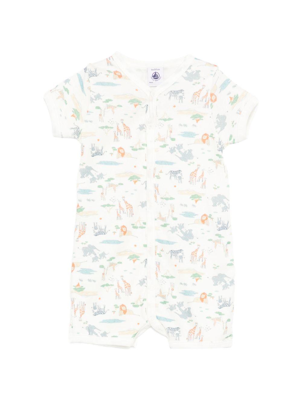 Tutina per neonato Petit Bateau bianca con stampa grafica animalier all-over A0FER 01 PETIT BATEAU KIDS 