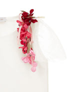 T-shirt per bambina Monnalisa bianca con applicazione a fiori 71G605 7201 0001 MONNALISA KIDS 